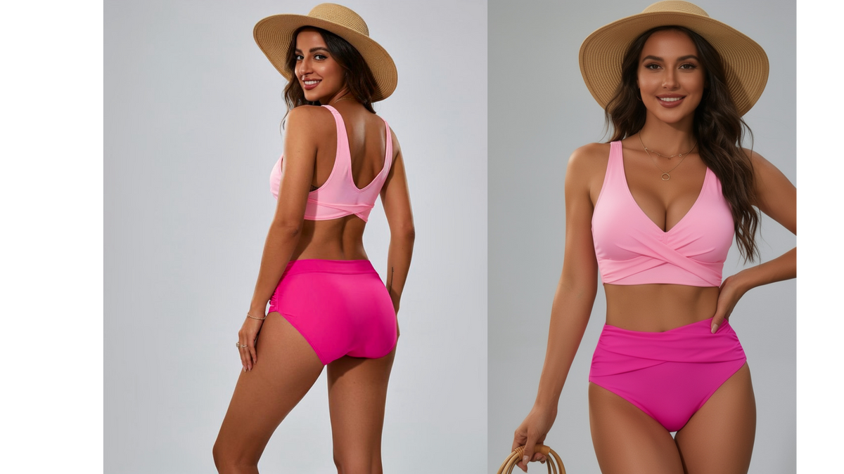Conjunto Bikini Bella Sirena — Talle Alto con Detalle Cruzado