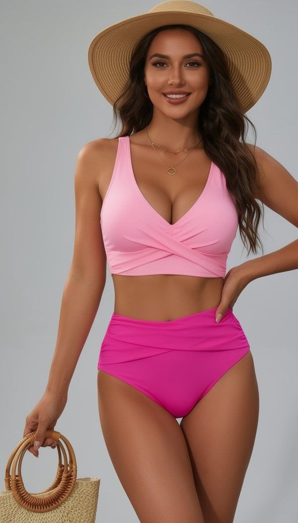 Conjunto Bikini Bella Sirena — Talle Alto con Detalle Cruzado